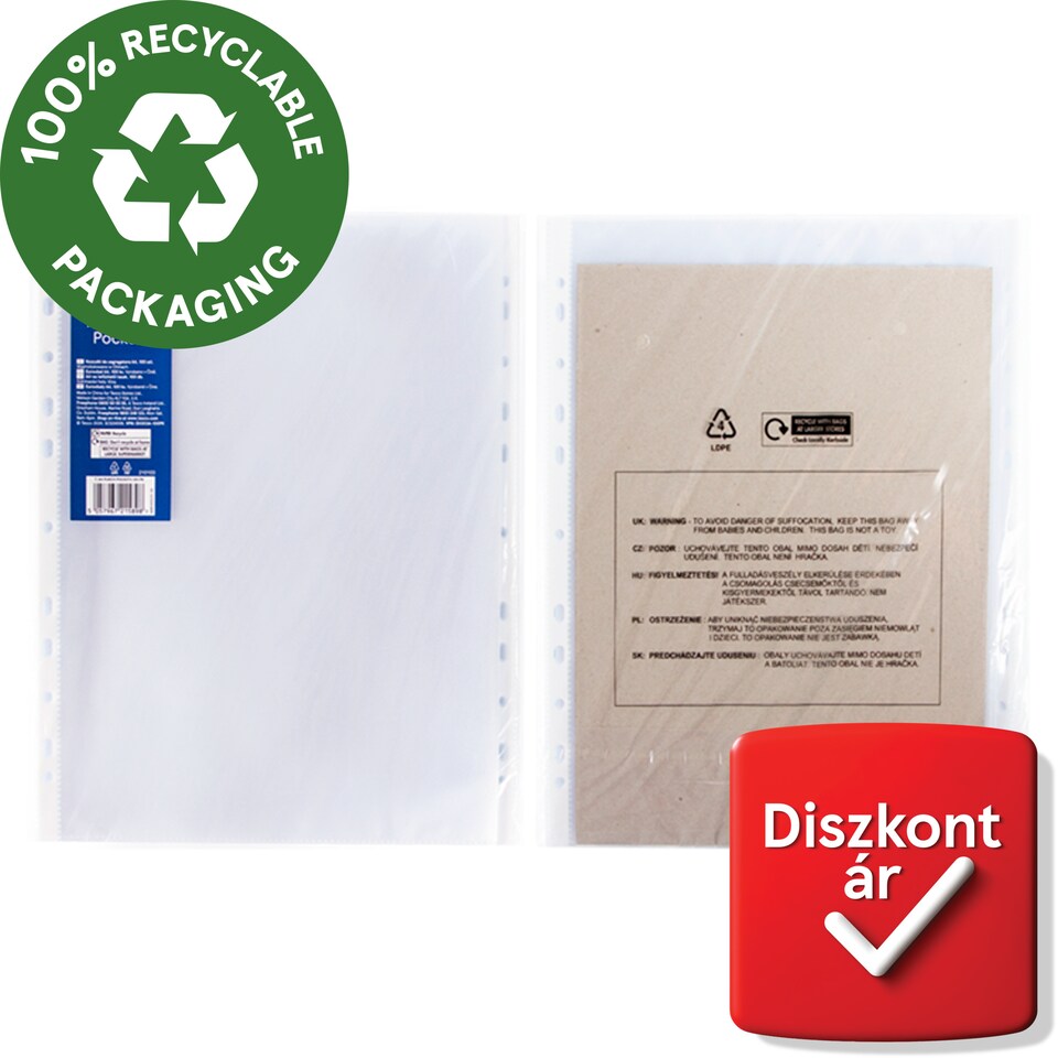 Tesco Home Office A4 Punch Pockets 100 pcs
