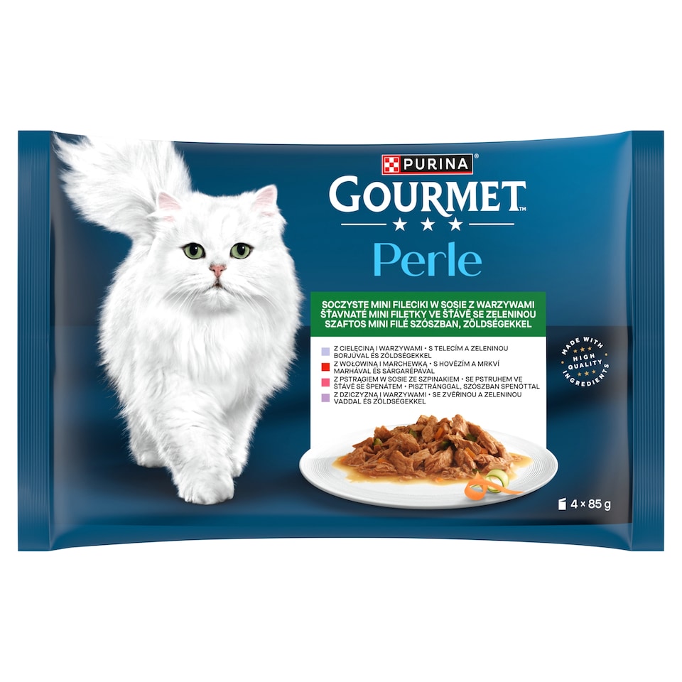 obrázok 1 z Gourmet Perle kapsičky pre mačky teľacie, divina, hovädzie, pstruh v šťave 4 x 85 g
