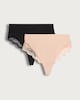 image 4 of F&F 2-Pack Lace Trim Smoothing Contour Thongs in Black