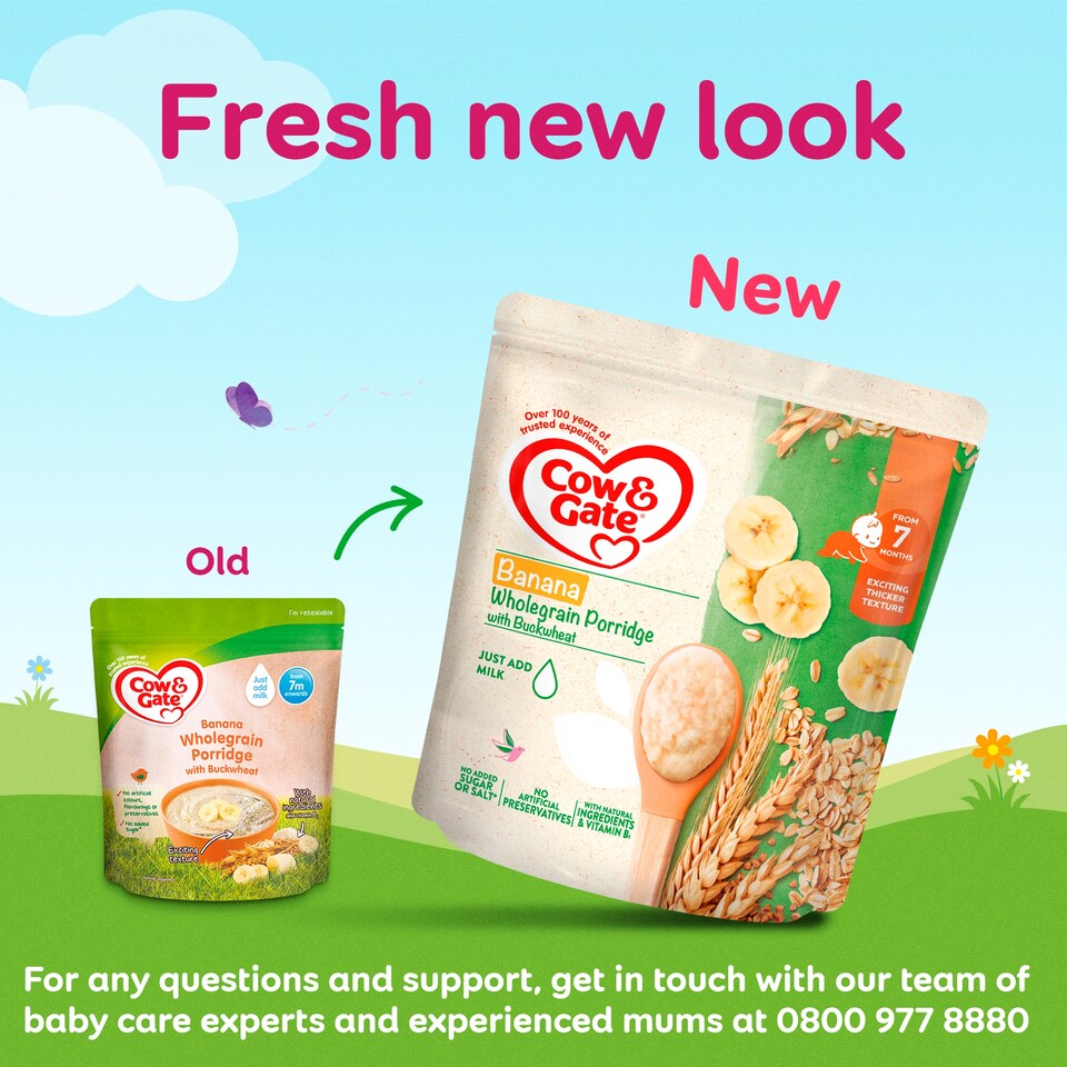 image 1 of Cow And Gate Banana Wholegrain Porridge Baby Cereal From 7 Month 200G