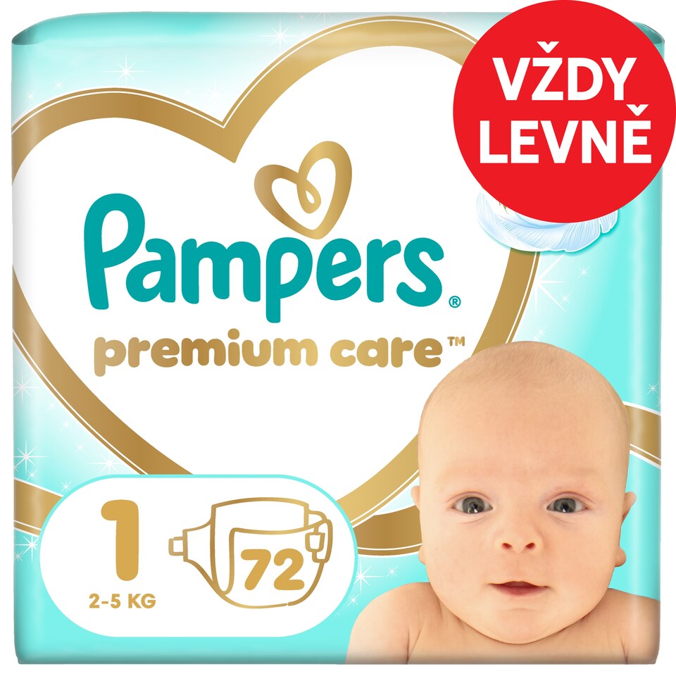 Obrázek 1 pro produkt Pampers Premium Care Velikost 1, 72 Dětské Plenky, 2kg-5kg