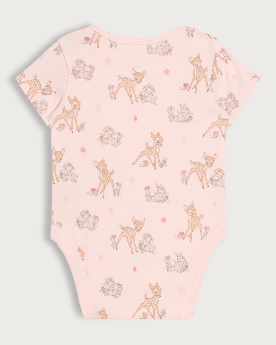 image 1 of Disney Bambi and Thumper 3-Pack Pure Cotton Bodysuits in Multi Pink
