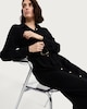 image 1 of F&F Belted Button Up Long Sleeved Midi Shirt Dress in Black