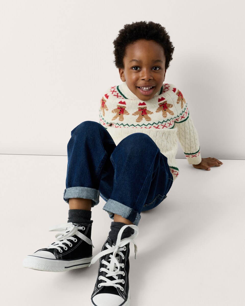 image 1 of Christmas Boys Fair Isle Jumper in Cream