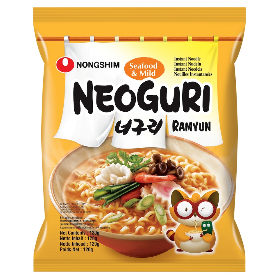 Nongshim Neoguri Mild instantní nudle jemně pálivé s příchutí mořských plodů 120g
