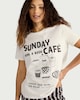 image 1 of F&F Pure Cotton Café Print Pyjama Set in Cream