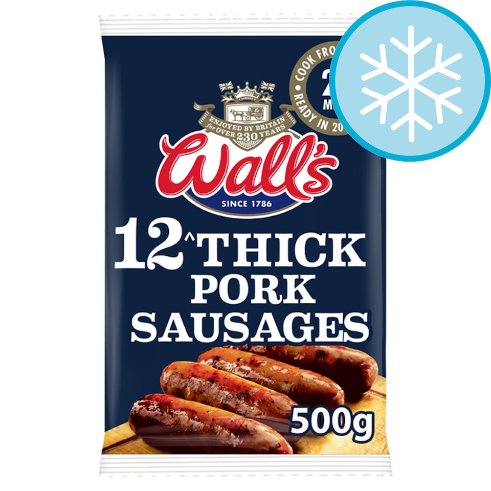 Walls 12 Thick Pork Sausages 500G