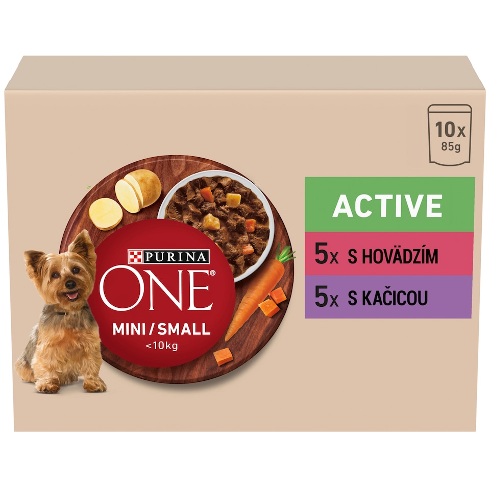 obrázok 1 z Purina ONE Mini Dog Active kapsičky pre psov hovädzie, kačka v šťave 10 x 85 g