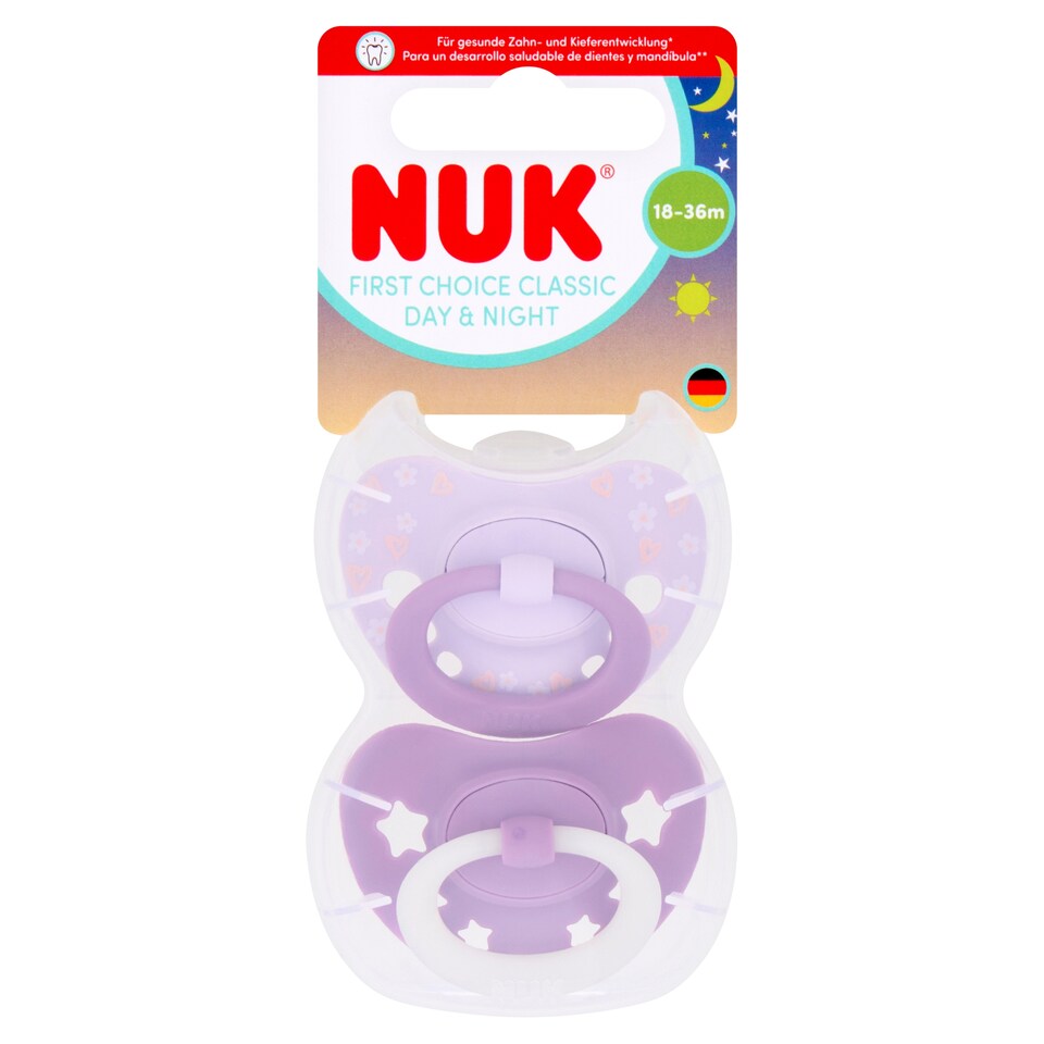 NUK FIRST CHOICE CLASSIC DAY & NIGHT 18-36M 2 SILICONE SOOTHERS