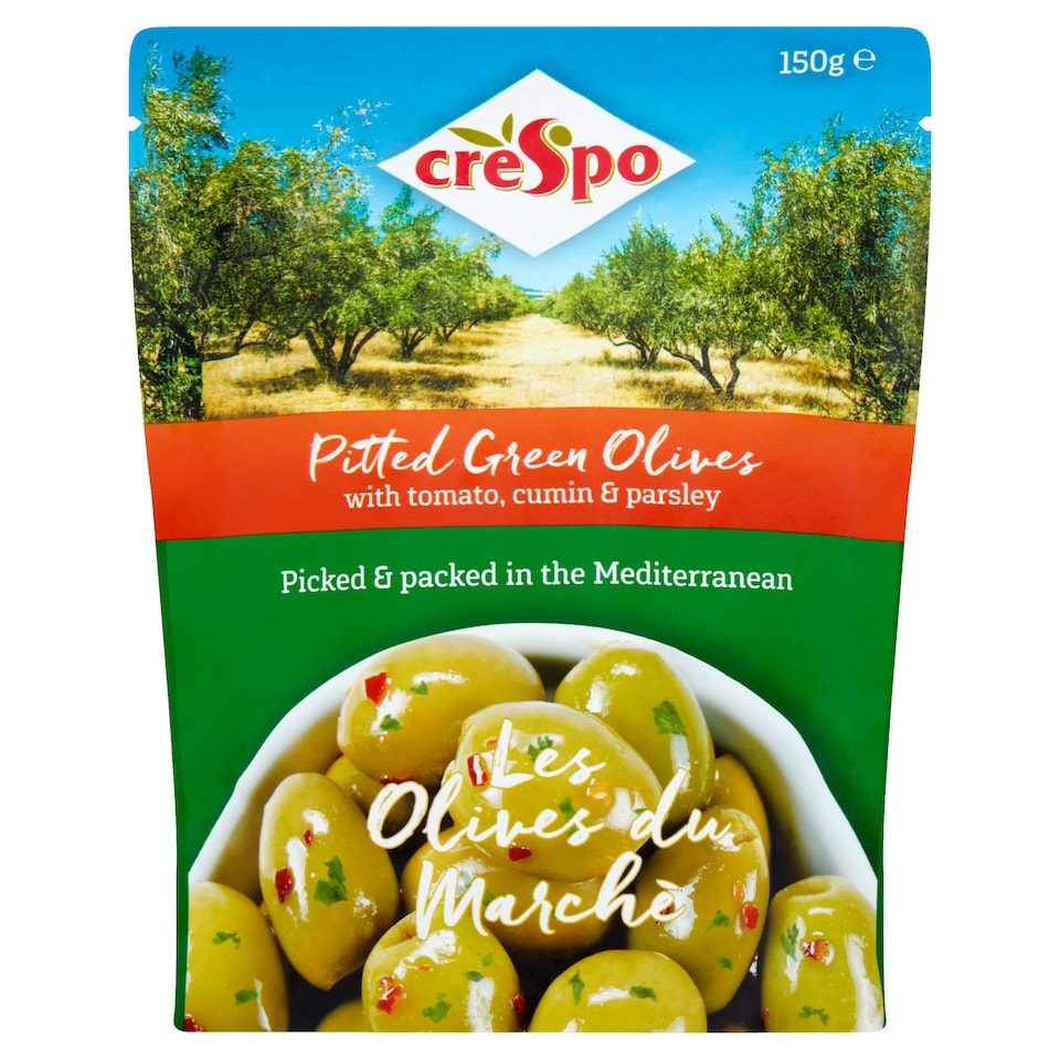Crespo Pitted Green Olives Tomato Parsley 150G