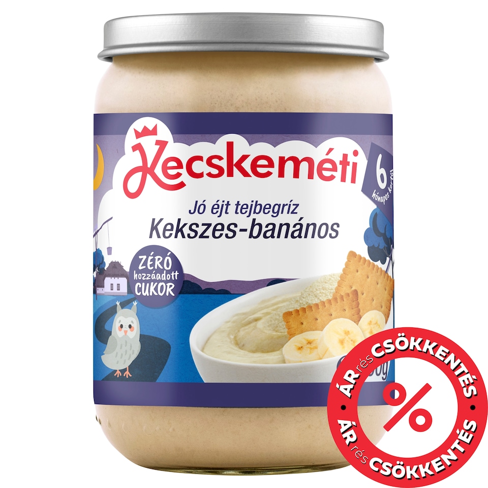 Kecskeméti Jó éjt tejbegríz kekszes-banános bébidesszert 6 hónapos kortól 190 g