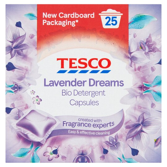 Tesco Lavender Dreams Biological Detergent Capsules 25W 425Ml Tesco