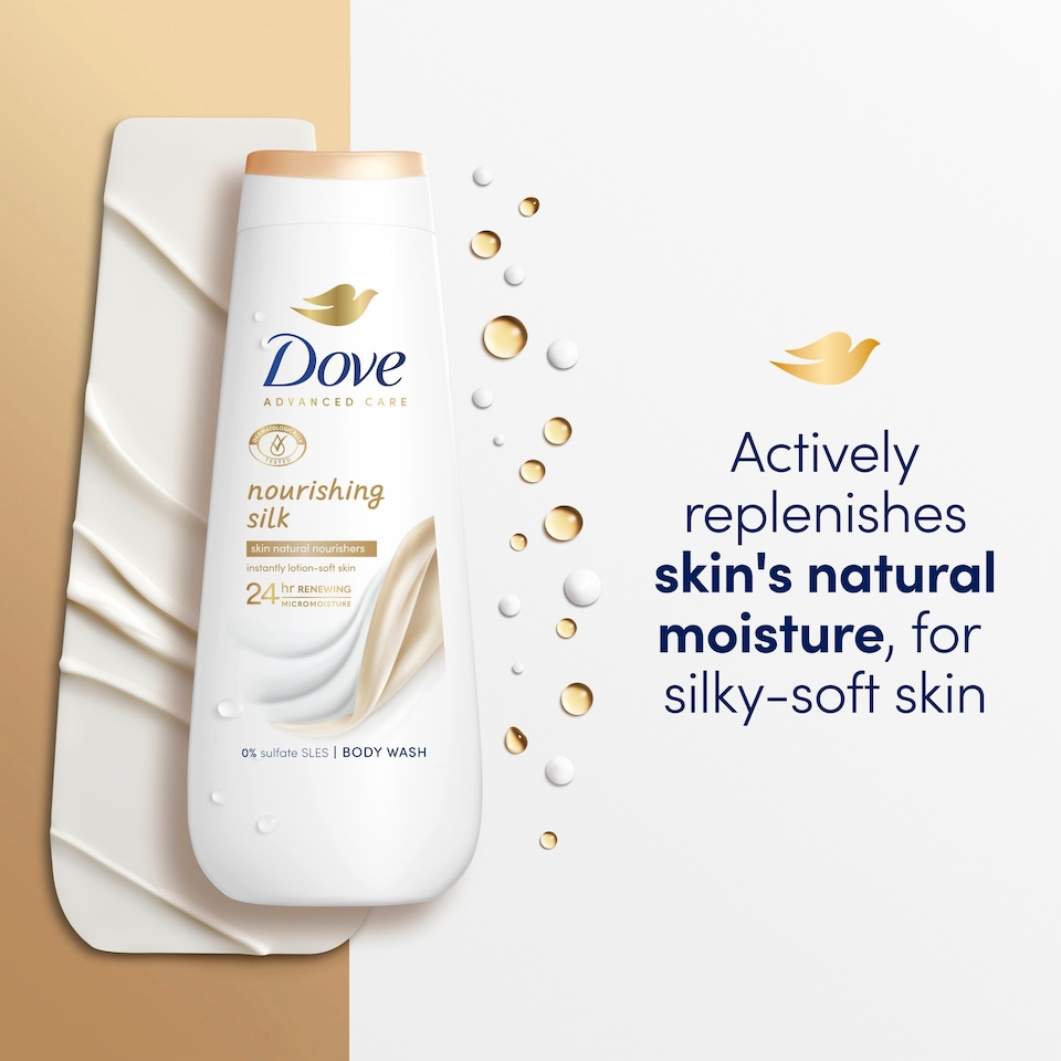 image 1 of Dove Nourishing Silk 24hr Moisturisation Advanced Care Body Wash Shower Gel 400ml