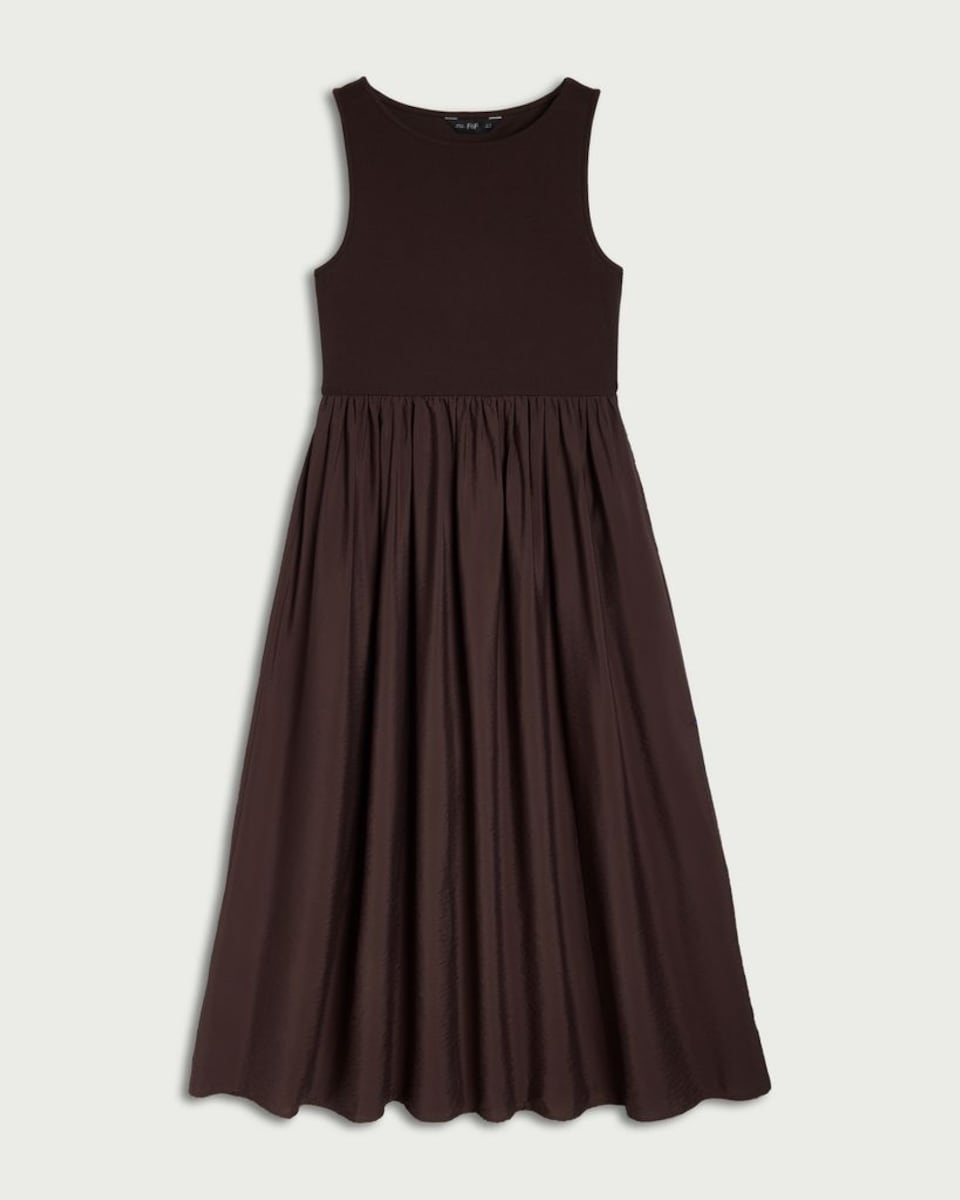 image 1 of F&F Sleeveless Midi Dress in Burgundy