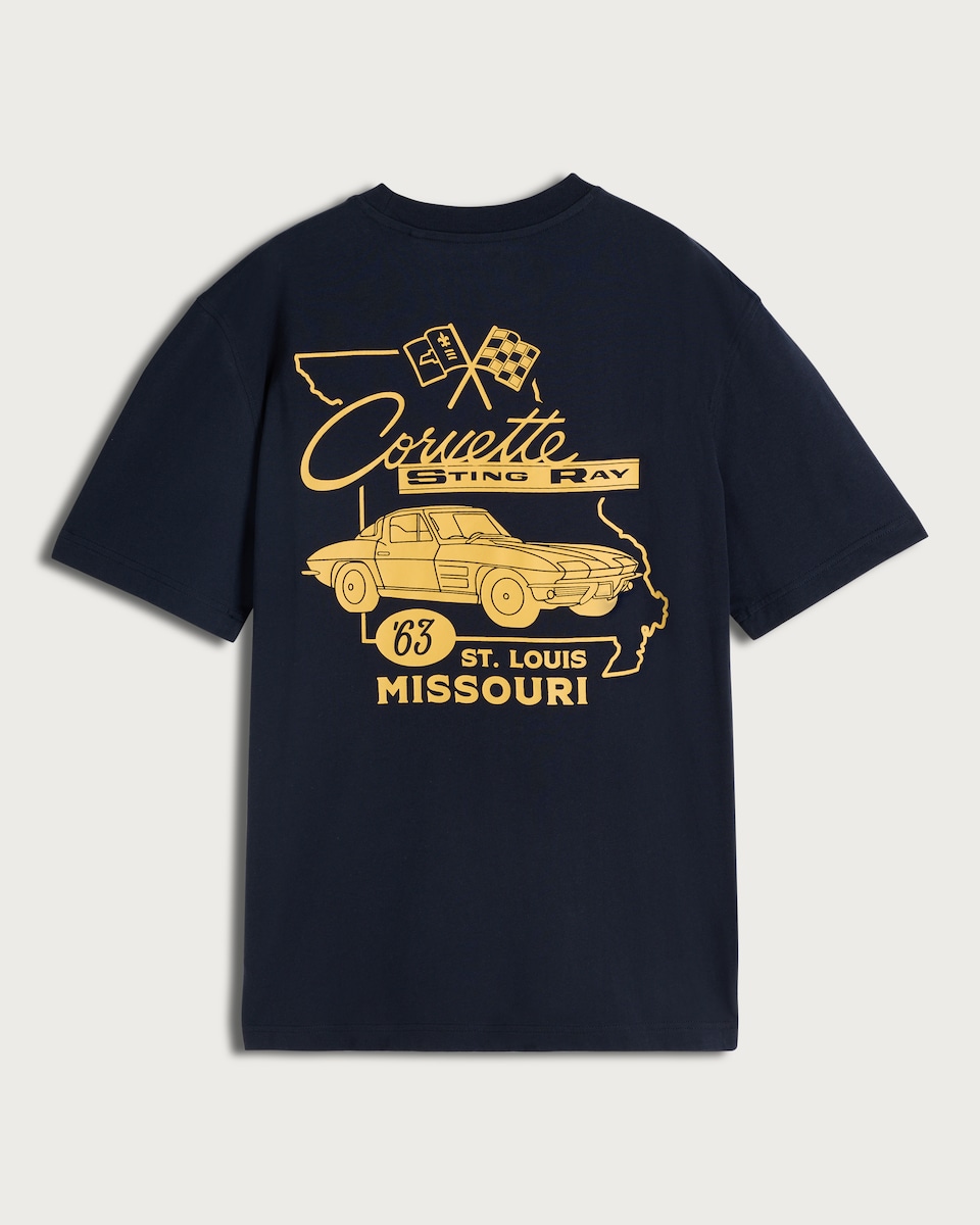 image 1 of Corvette Pure Cotton Relaxed Fit T-Shirt in Navy
