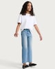 image 2 of F&F Girls Pure Cotton Embellished Wide Leg Jeans in Blue