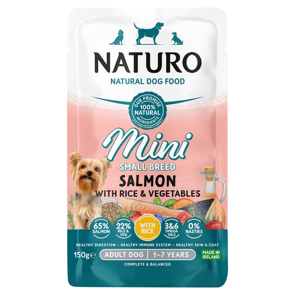 image 1 of Naturo Mini Salmon with Rice & Vegetables Dog Food 150g