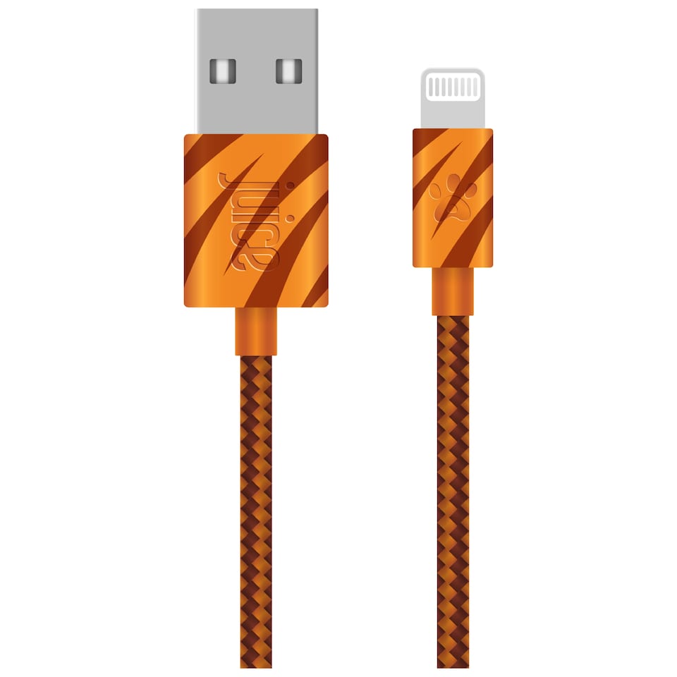 image 1 of Juice Animals Lightning USB Braided iPhone Charger Cable 2M Tiger