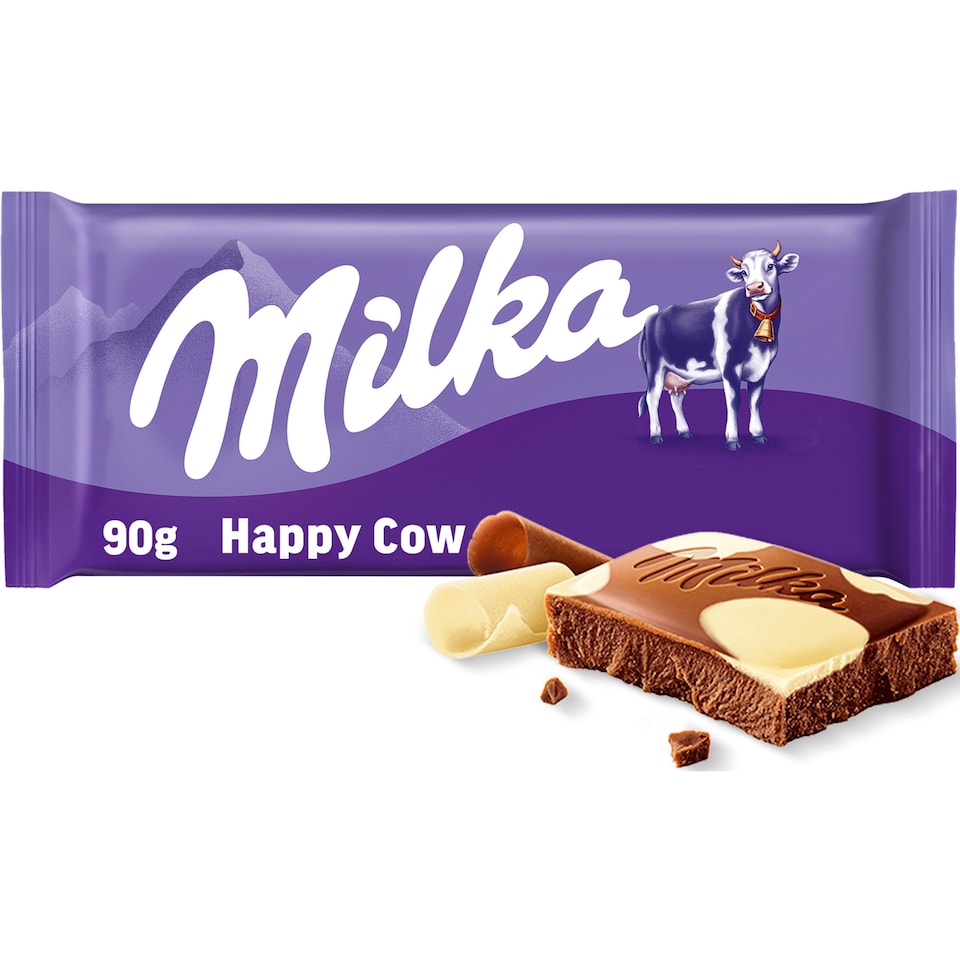 Obrázek 1 pro produkt Milka Happy Cows mléčná čokoláda z alpského mléka a bílé čokolády 100 g