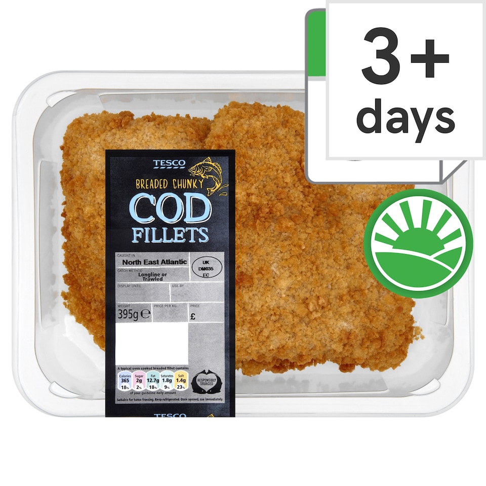Tesco 2 Breaded Chunky Cod Fillets 350G
