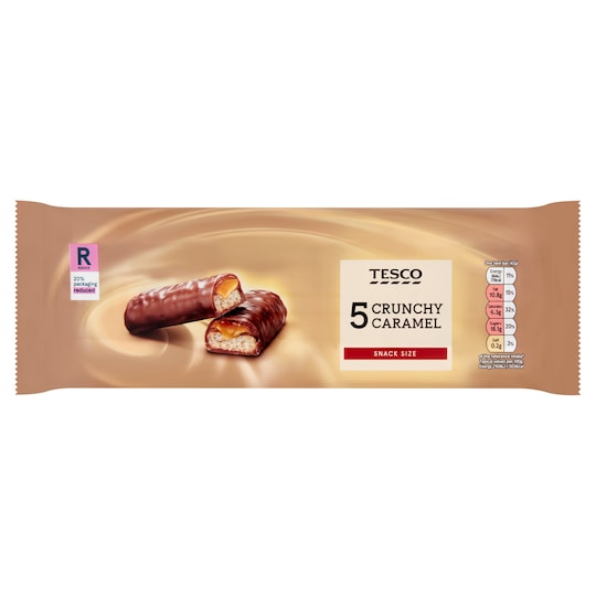 Tesco Crunchy Caramel Bars 5 X 42G Tesco Groceries