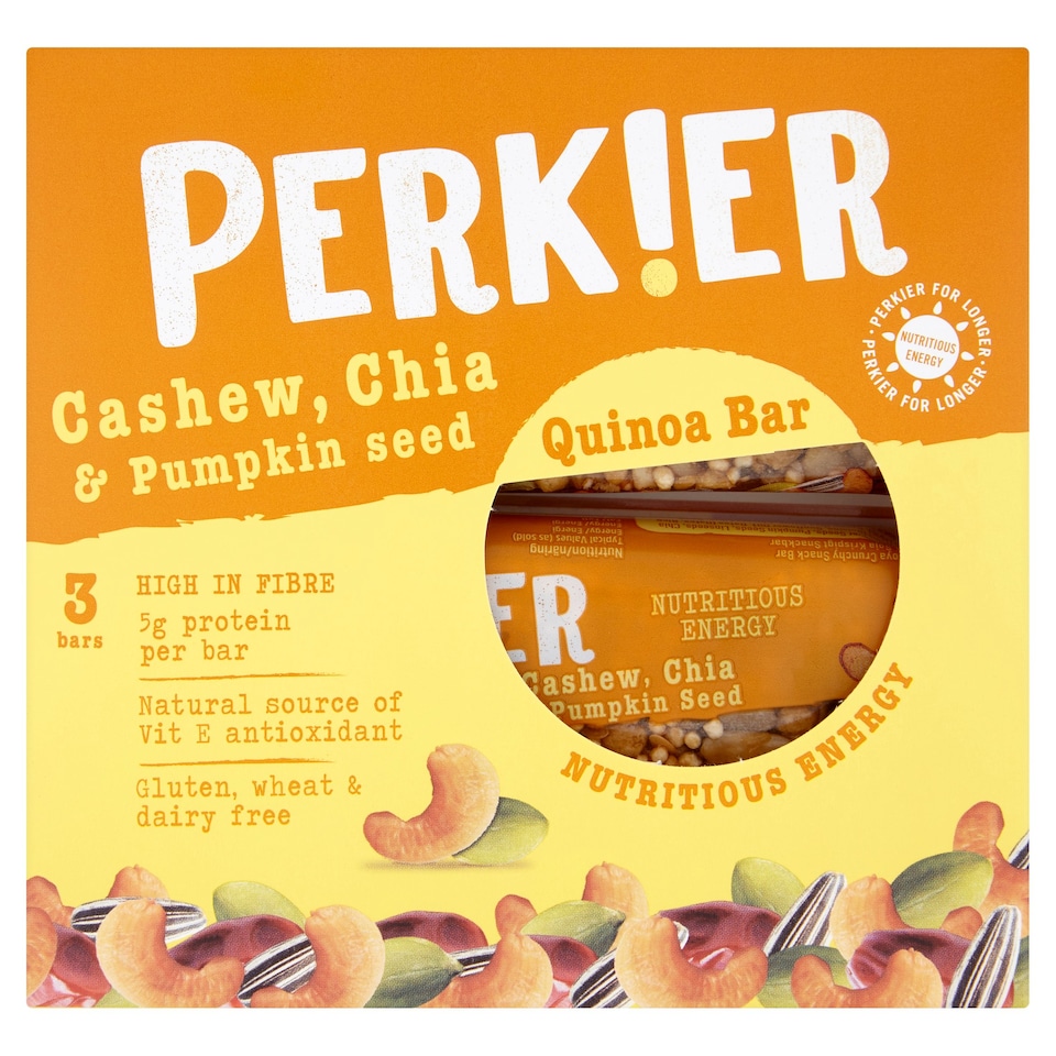 PERKIER QUINOA BAR CASHEW CHIA & PUMPKIN 3X35G