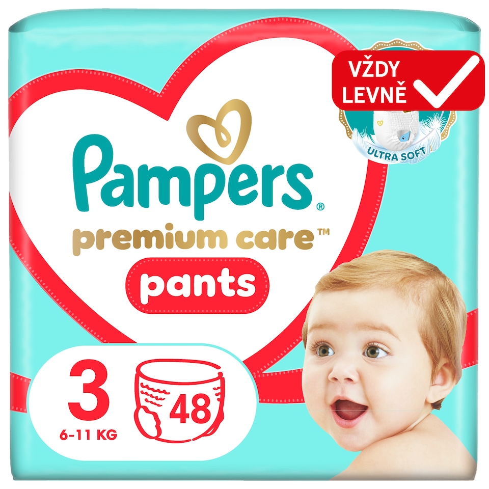 Obrázek 1 pro produkt Plenkové Kalhotky Pampers Premium Care Velikost  3, 48 Plenky, 6kg-11kg