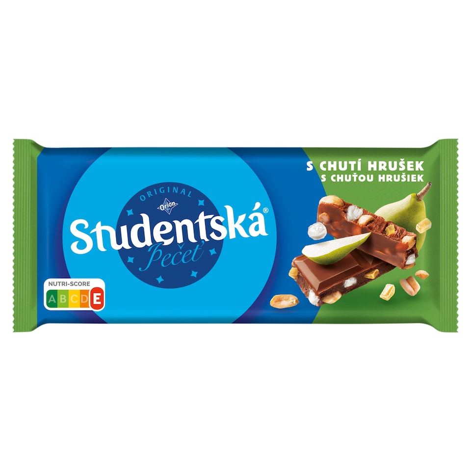 ORION Študentská pečať Milk Chocolate with Peanuts, Jelly and Pieces with Pear Flavor 170 g