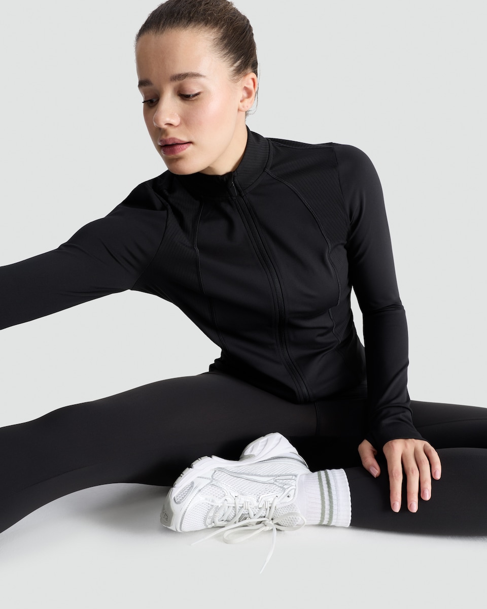 image 1 of F&F Active Zip Through Jacket in Black