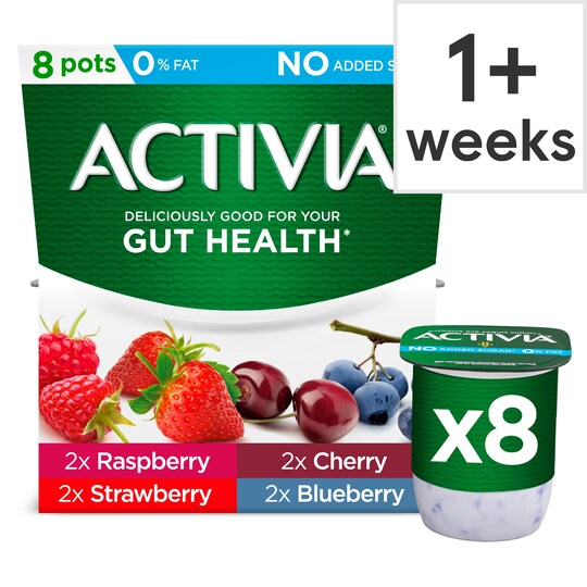 Activia Fat Free Mixed Red Fruit Yogurt 8 X 120G Tesco Groceries