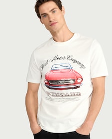 Ford Mustang Pure Cotton Print T-Shirt in White