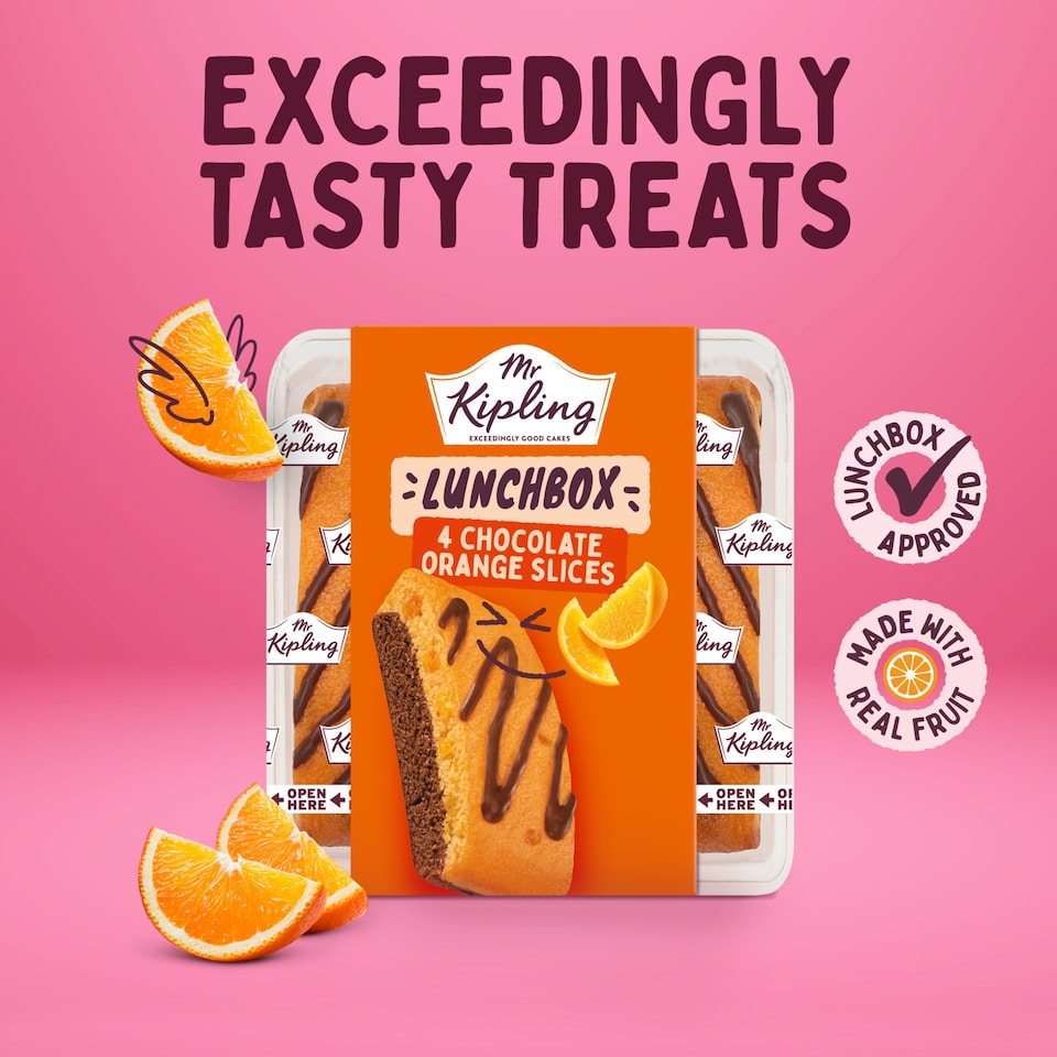image 1 of Mr Kipling Chocolate Orange Lunchbox Cake Slices 4 pack