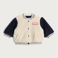 F&F Baby Borg Textured Little Champ Bomber Jacket in Navy