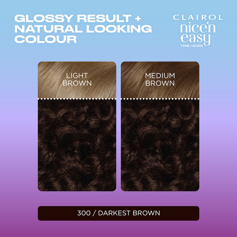 image 1 of CLAIROL NICE'N EASY TONE+GLOSS SEMI PERMANENT HAIR DYE - 300/84 DARKEST BROWN