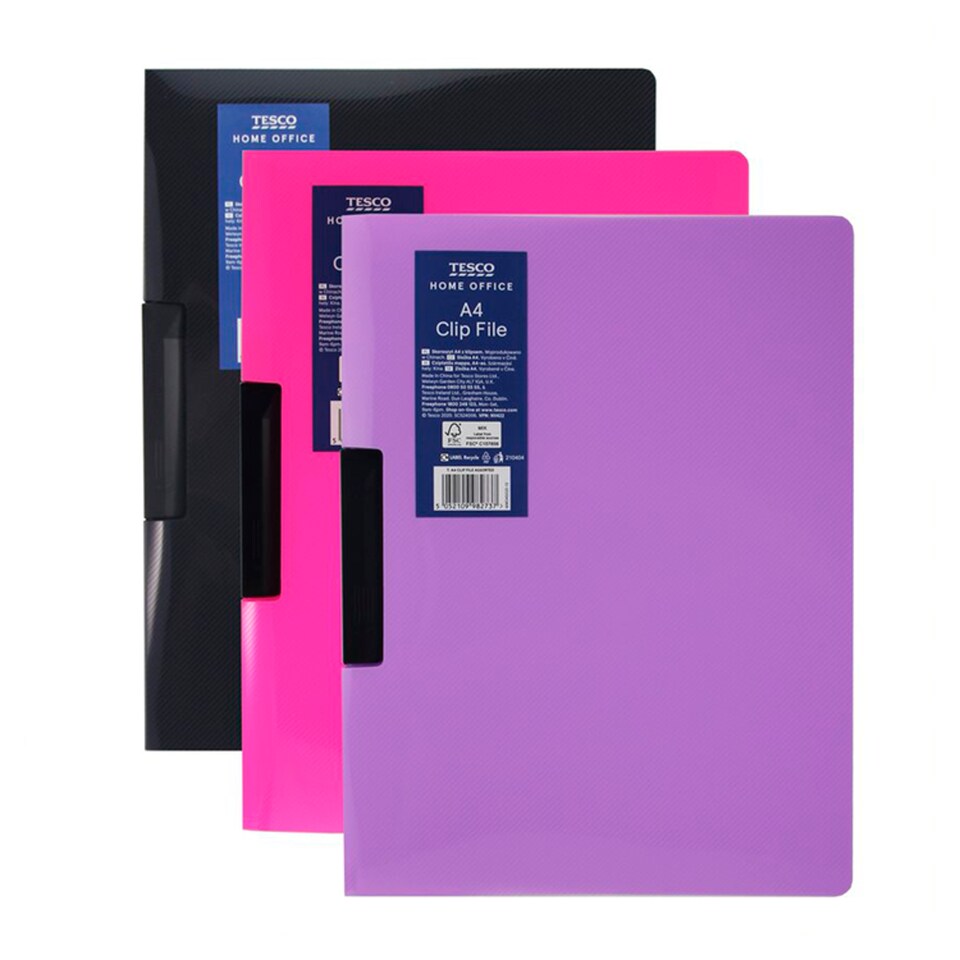 Tesco A4 Clip File Assorted