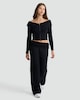 image 1 of OH ME OH MY Cotton Rich Off Shoulder Ribbed Top in Black