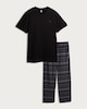 image 4 of F&F Pure Cotton Top and Fleece Patterned Pants Pyjamas in Black