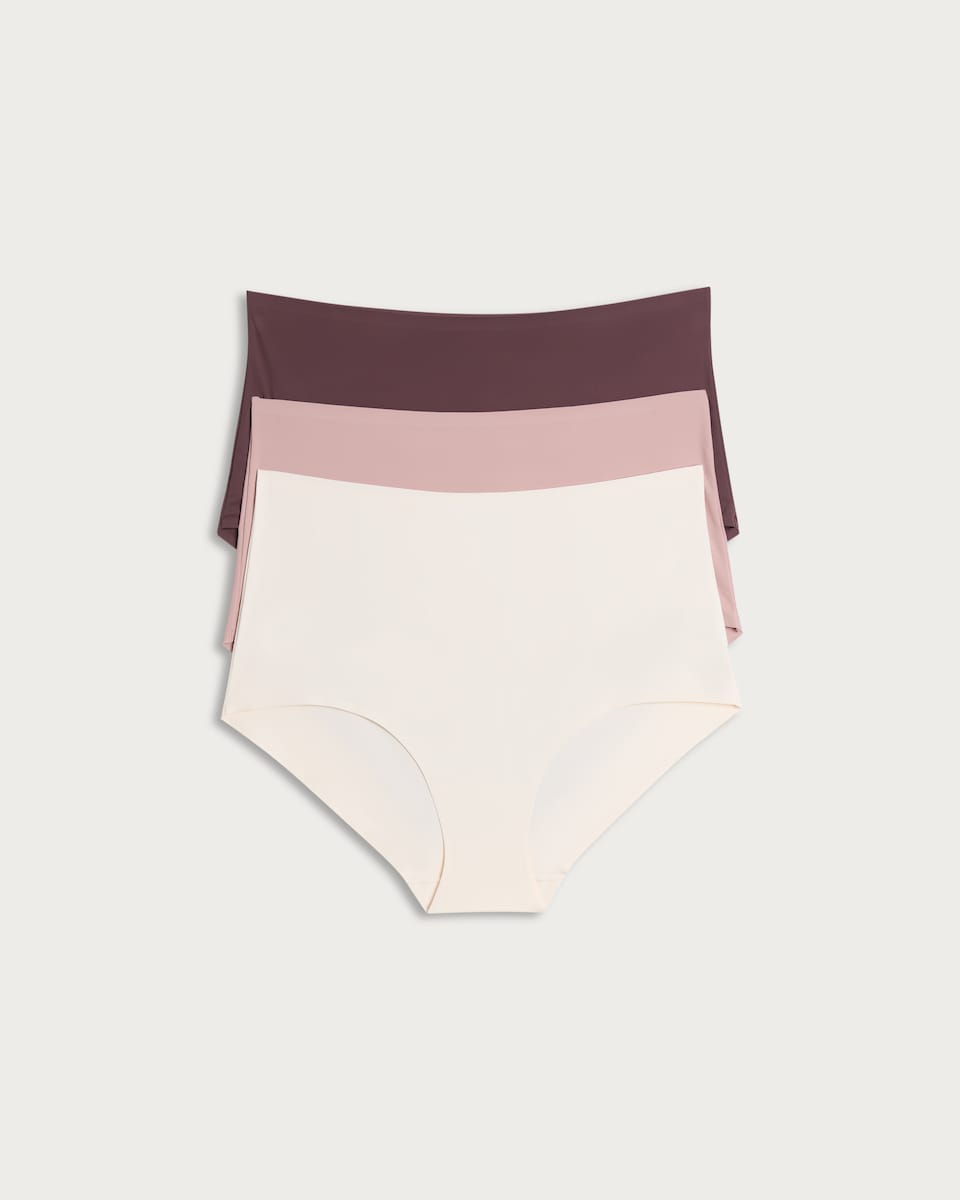 F&F 3-Pack No VPL Full Briefs in Burgundy
