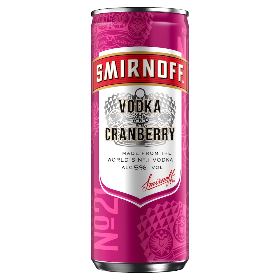 Smirnoff Vodka Mixed With Cranberry Juice 250Ml