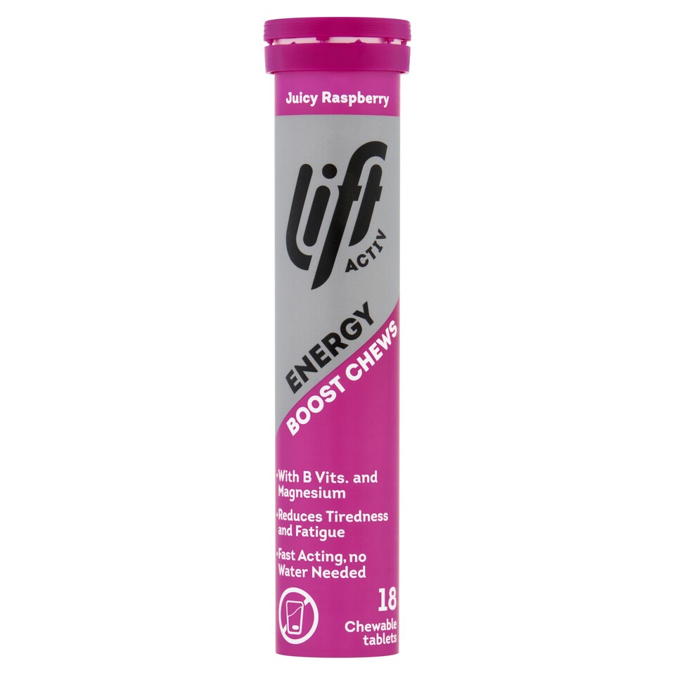 LiftActiv Energy Boost Chewable Tablets - Juicy Raspberry 18s