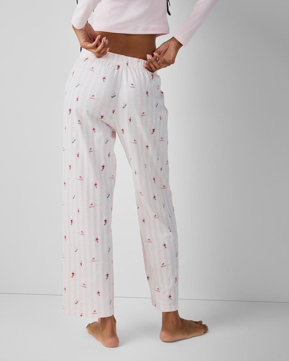 image 1 of F&F Pure Cotton Striped Ski Pyjama Bottoms in Multi Pink
