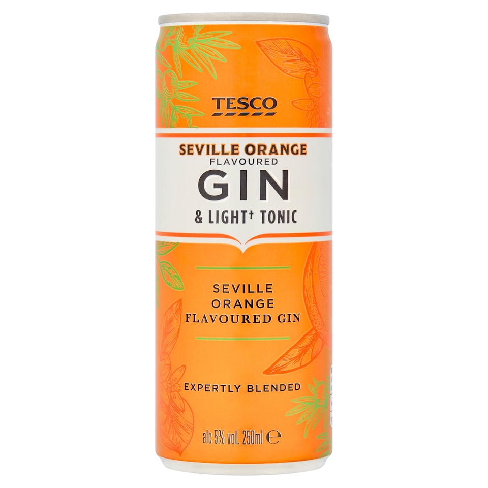 Tesco Seville Orange Flavoured Gin and Light Tonic Water 250ml
