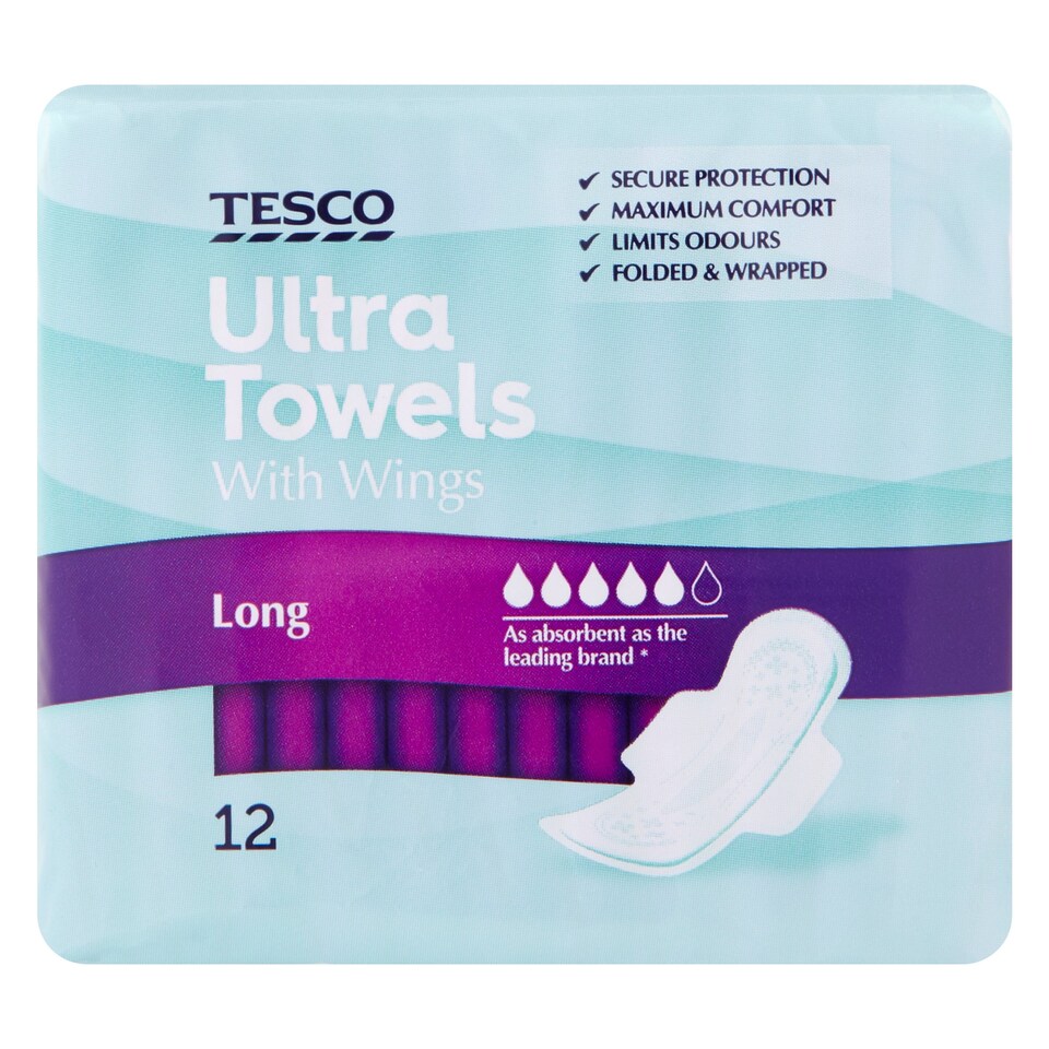 Tesco Ultra Super Wing S/Twls 12 Pack