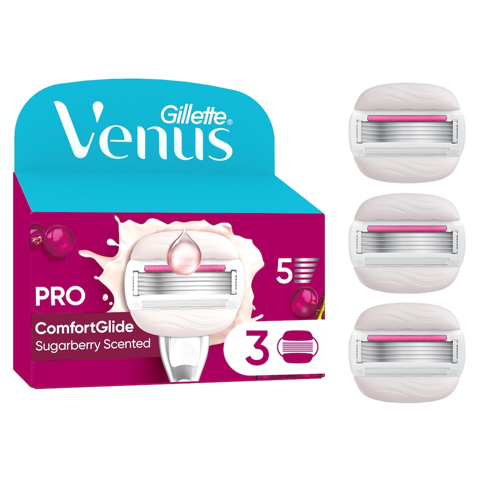 image 1 of Gillette Venus ComfortGlide Sugarberry Scented Miami Women’s Blades 3 Refill Blades