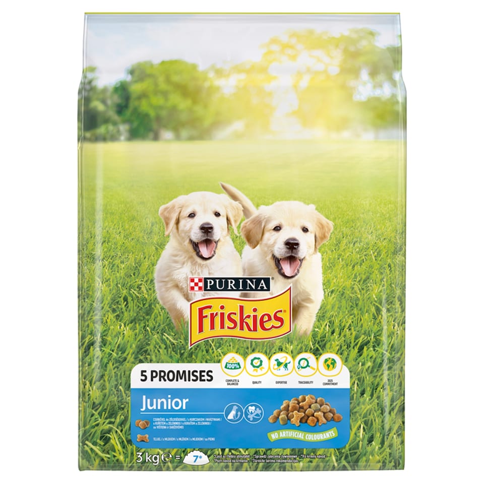 Purina Friskies Junior csirkével, zöldségekkel és tejjel száraz kutyaeledel 3 kg  1. kép