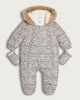 image 1 of F&F Baby Padded Leopard Print Pramsuit in Brown