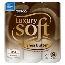 Tesco Luxury Soft Toilet Tissue 9 Roll Shea Butter