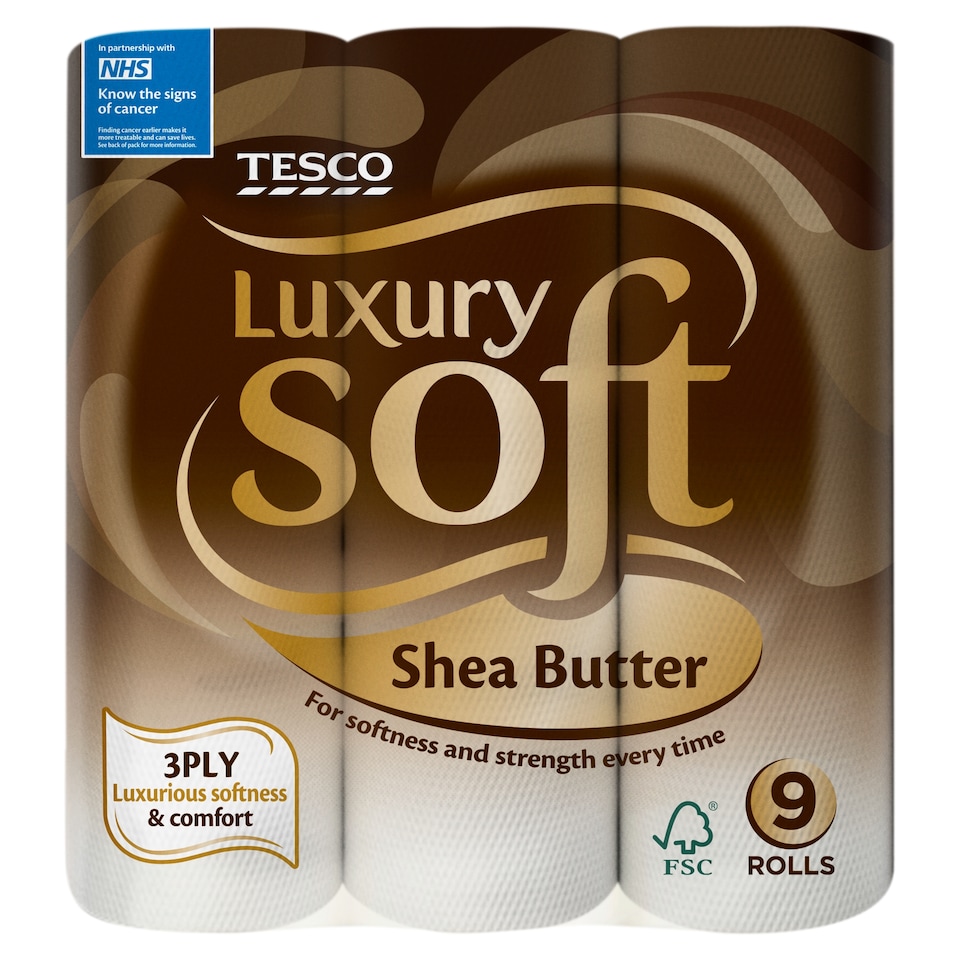 image 1 of Tesco Luxury Soft Toilet Tissue 9 Roll Shea Butter