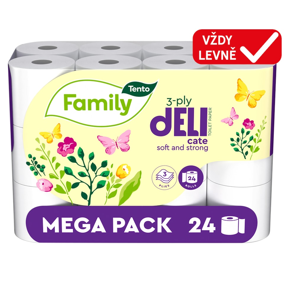 Tento Family Delicate Toilet Paper 3 Ply 24 Rolls