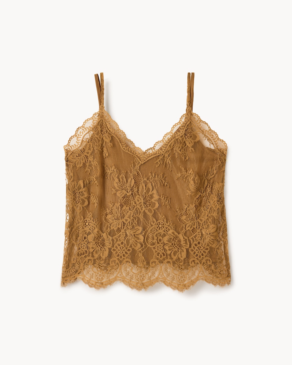 image 1 of F&F Floral Lace Co-ord Cami Vest in Gold